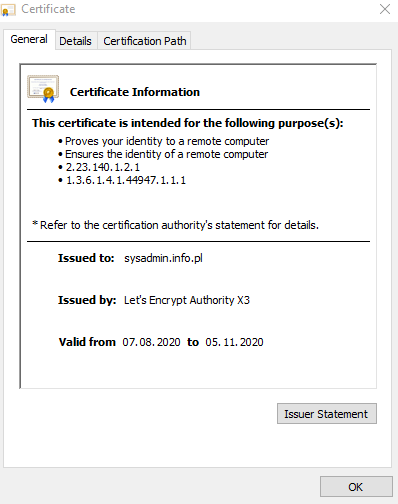 Certyfikat Let&rsquo;s Encrypt