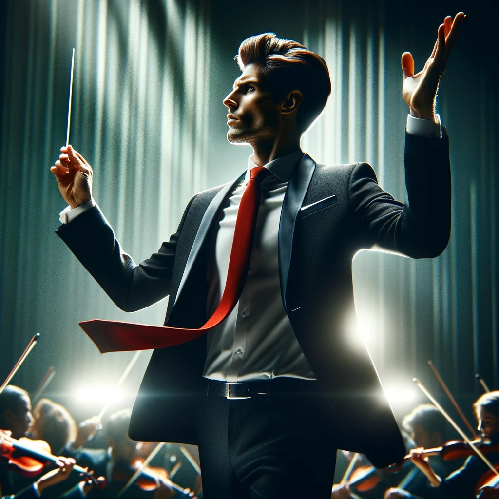 conductor managing an orchestra